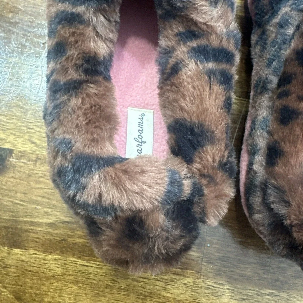 Dearfoams Slipper Youth 5‎ Peyton Animal Slip On Clog House Shoe Cat Leopard